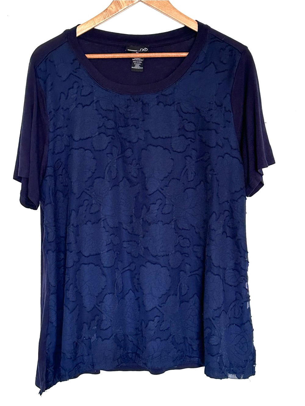 RXB Shirt Women’s XL Blue Short Sleeve Pullover Round Neck Top